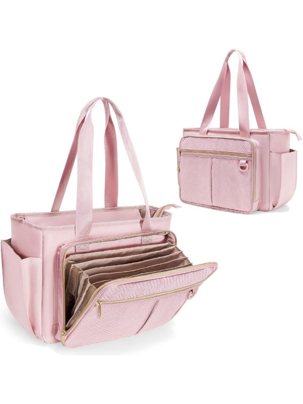 Spacious Teacher Tote Bag with Accordion File Organizer & Utility Pockets